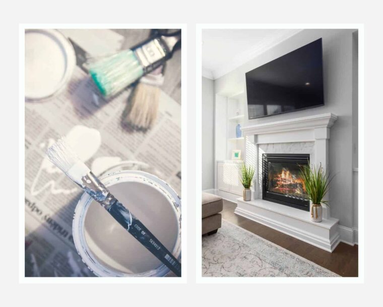 How to Whitewash Stone Fireplace